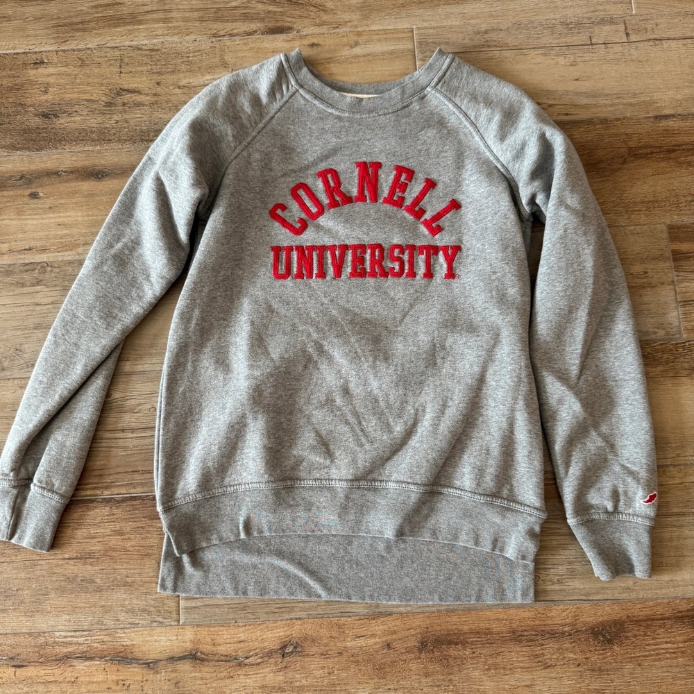 League Cornell University Grey Crewneck Sweatshirt Pullover‎ Embroidered Small